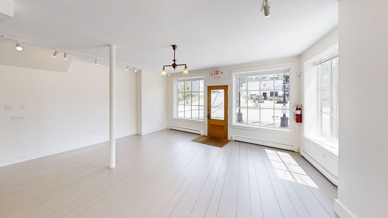 132 Washington Avenue retail space, front elevation with storefront windows